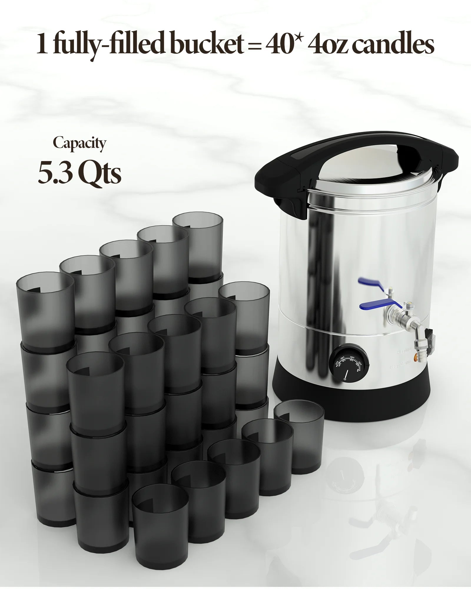 5 Qts Electric Wax Melter with Temp Control and Pour Spout K7731