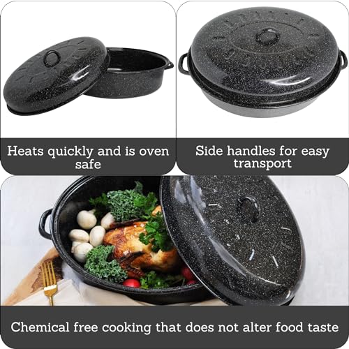 Black Covered Oval Roaster with Lid Z33609