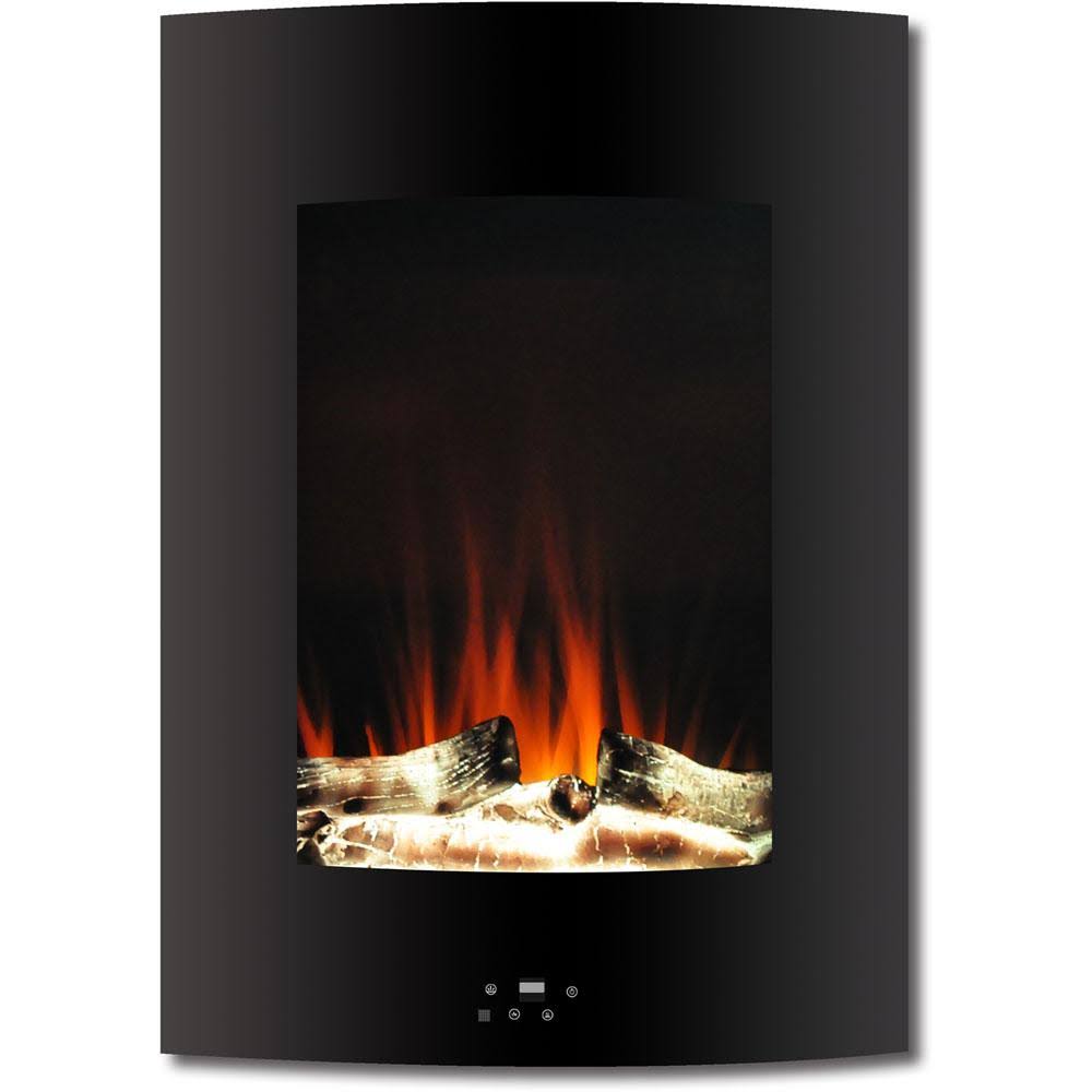 19.5 in. White Vertical Electric Fireplace with Multi-Color Flame and Driftwood Log Display G3578