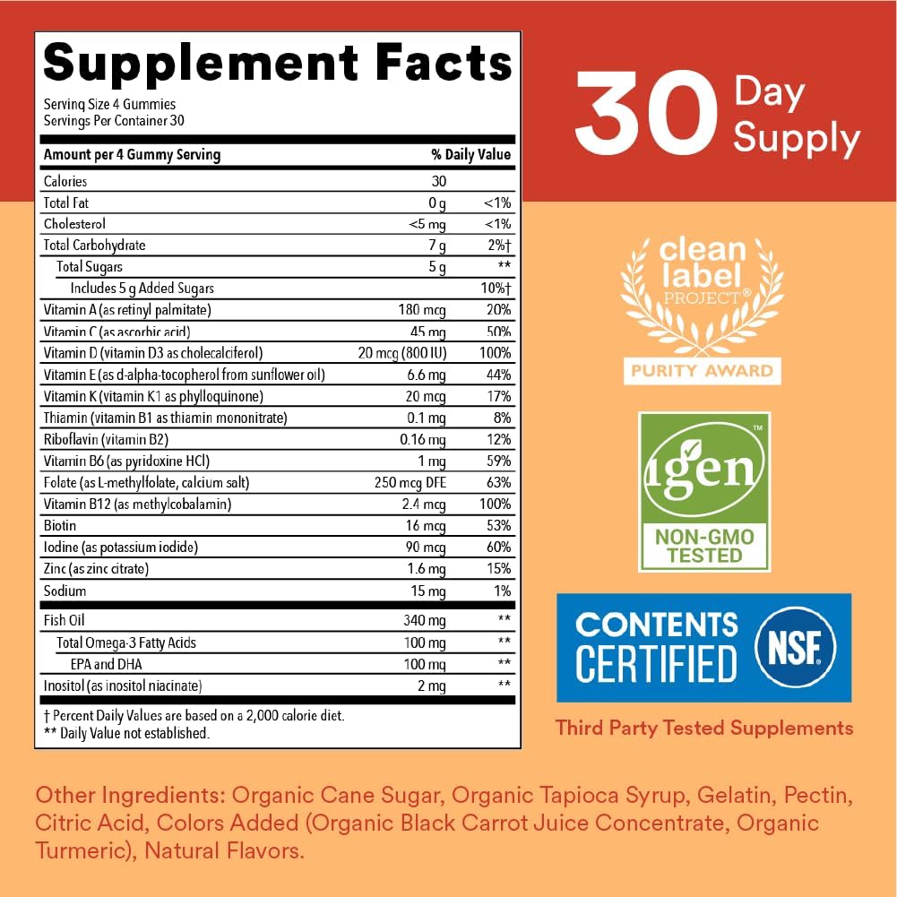 120 Count Kids Multivitamin Gummy with Omega 3 DHA EPA Fish Oil Q31329