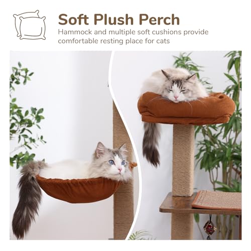 Brown Wood Cat Tree with Scratching Post I647