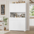 74" Tall Pantry Cabinet with 6 Doors and 2 Drawers, Grey T855