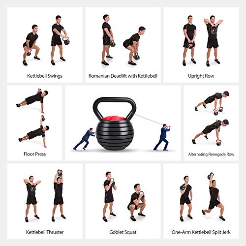 Adjustable Cast Iron Kettlebell Weights Set 5, 8, 9, 12lb B1766